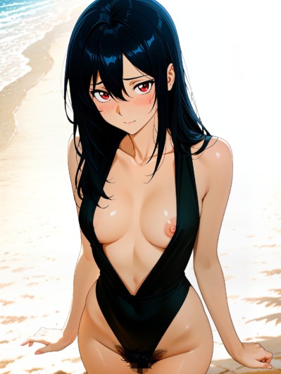 【二次】ハミ毛あり！エロ水着を着た剛毛マン毛美女たちの二次元AIエロ画像(ZoimmeWolfオリジナル)