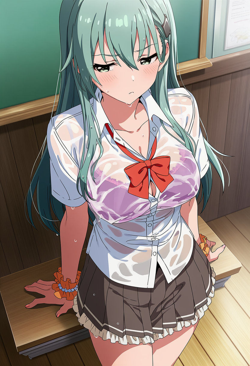 【二次】びしょ濡れの艦隊少女がナマ着替えでおっぱい丸出し♡清楚娘たちのあられもない盗撮姿がシコい二次元AIエロ画像