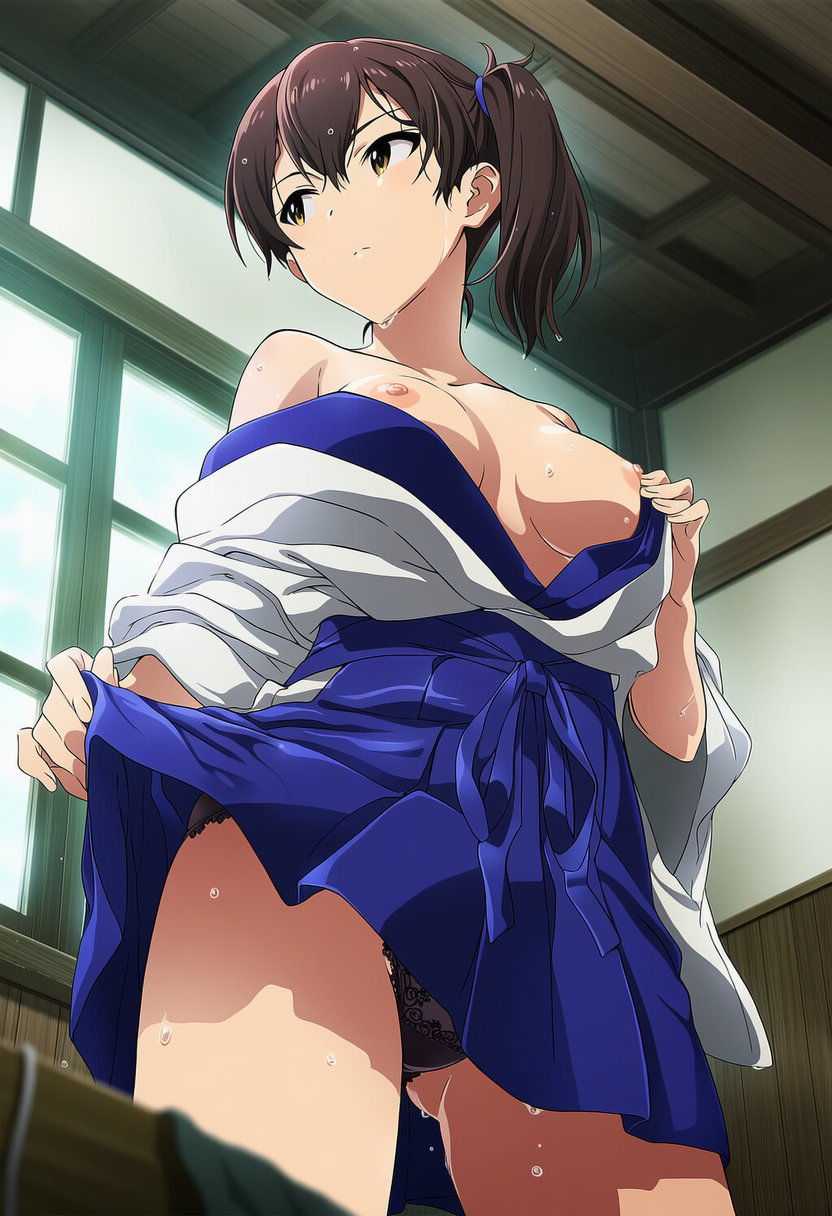 【二次】びしょ濡れの艦隊少女がナマ着替えでおっぱい丸出し♡清楚娘たちのあられもない盗撮姿がシコい二次元AIエロ画像