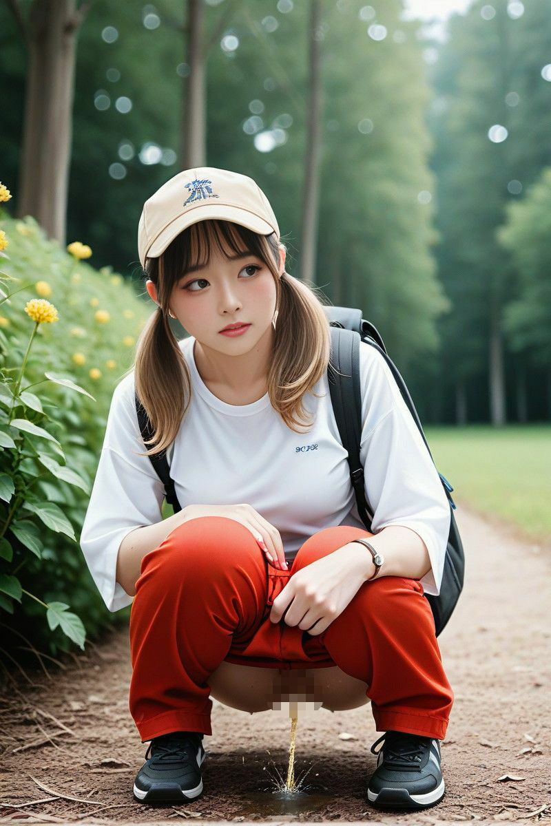 【AI動画】大量オシッコ放出♡ハイキング女子がケツ丸出しで野ション♪大自然を前に下半身開放的になっちゃうリアルAIエロ動画