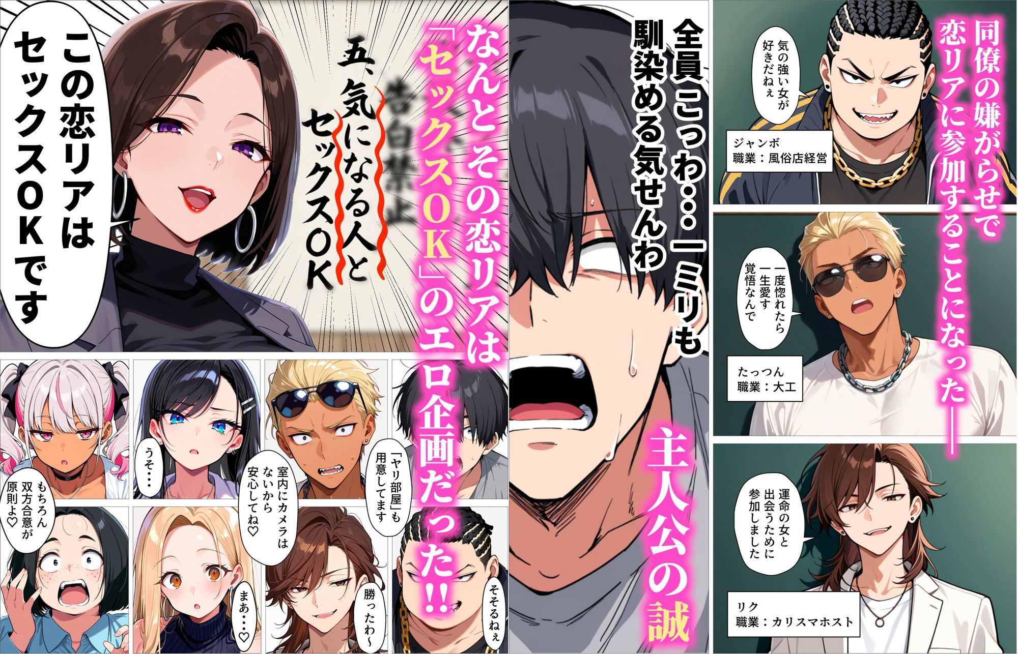 【AI漫画】童貞が超リア充ギャル相手に乱交セックス三昧っ！即パコOKなリアリティーショーで下半身休む暇なしのAIエロマンガ