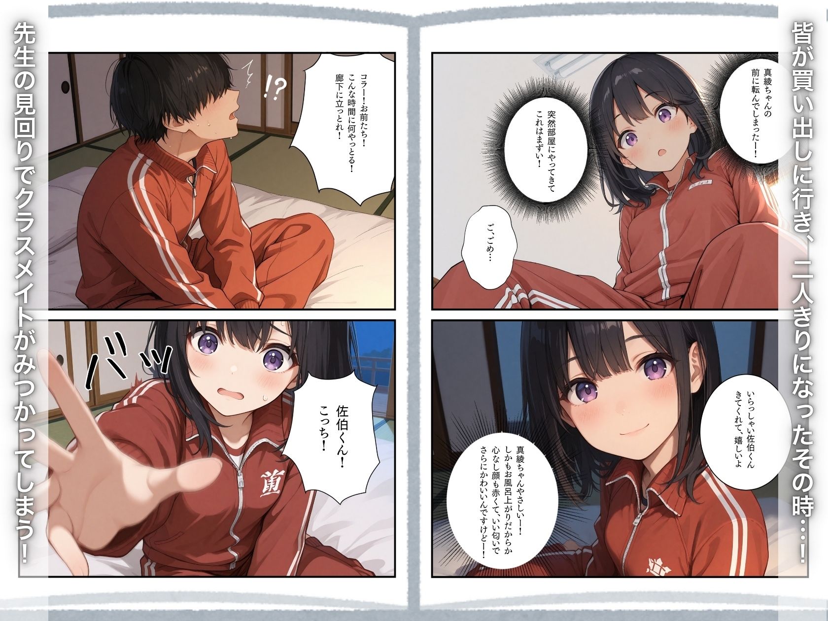 【セリフ付き二次】ナマH開始♡女子生徒と修学旅行先で赤ちゃん製造行為に励んでしまうセリフ付き二次元AIエロ画像
