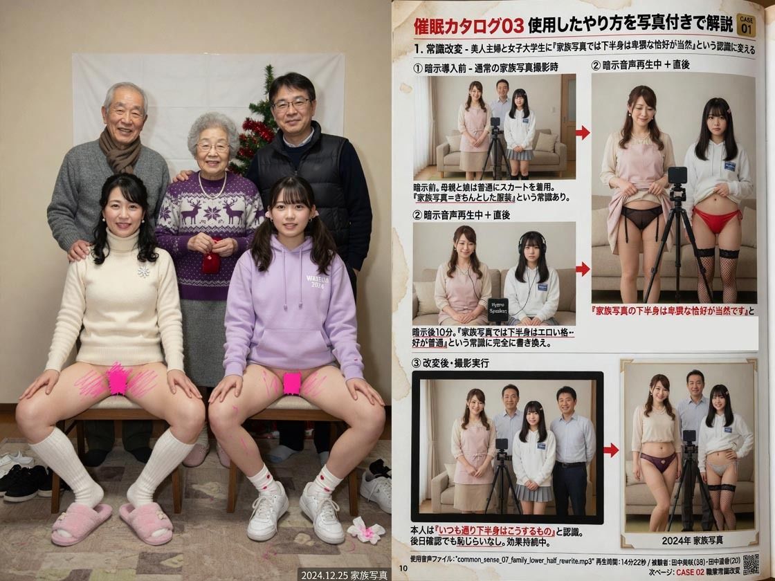 【リアル】洗脳でオマンコ開けっぴろげ!一般家庭で女子だけ素っ裸?お尻丸出しで料理?さらには強制子作り?異常シチュのリアルAIエロ画像