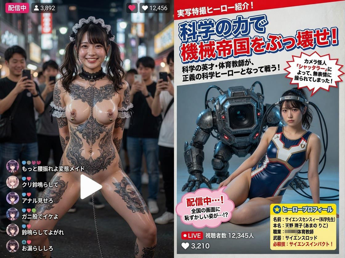 【リアル】もうお願いだから…戦隊ヒロインの敗北後の地獄!洗脳され出産し機械姦や壁尻で狂わされるヒロピン系リアルAIエロ画像