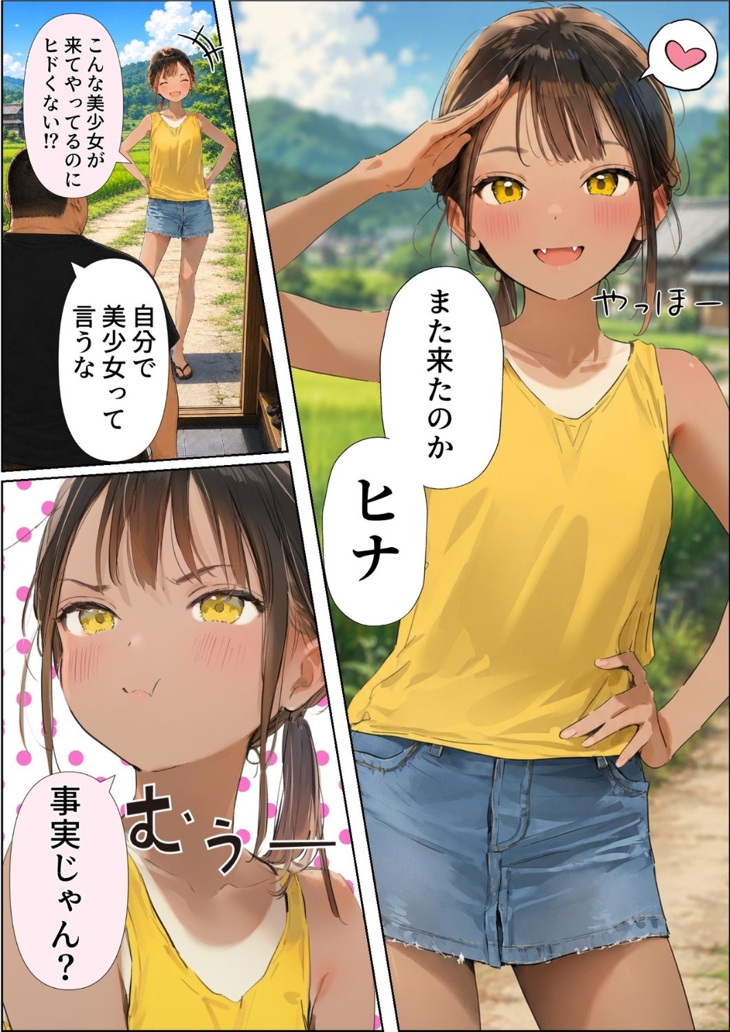 【AI漫画】田舎の褐色ちっパイ貧乳女子を種付け理解らせセックス！中年オッサンのチンポでイカセまくるAIエロマンガ